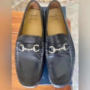 Cole Haan Black Leather Bit Loafers with Silver Hardware